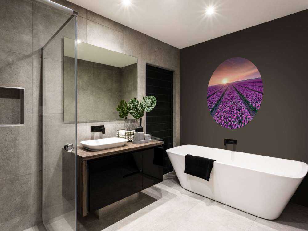 Champ de tulipes au lever du soleil