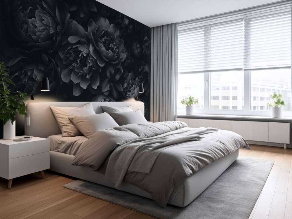 Fleurs opulentes noires et grises