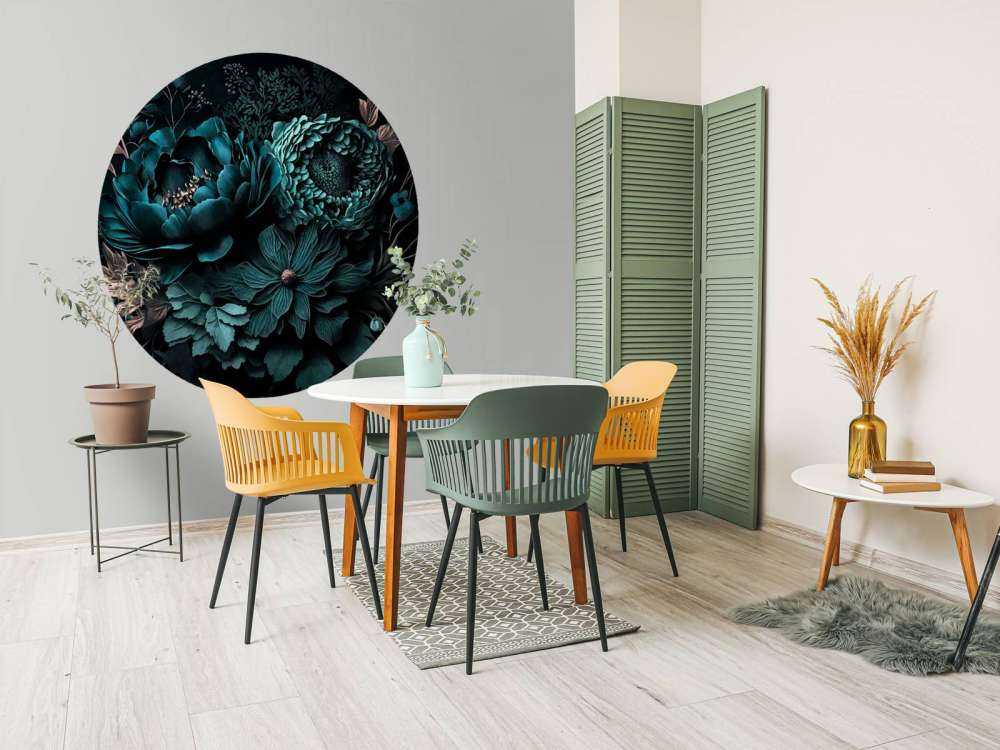 Ambiance Renaissance, fleurs mélancoliques turquoise