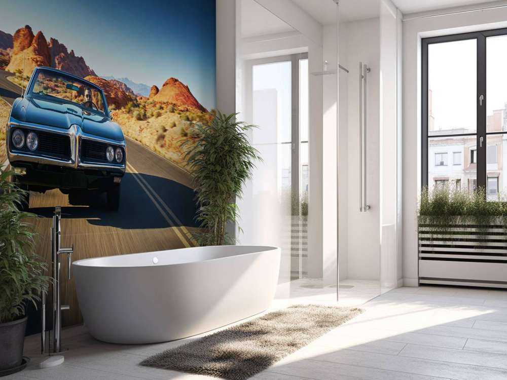 Voiture muscle dans un paysage américain