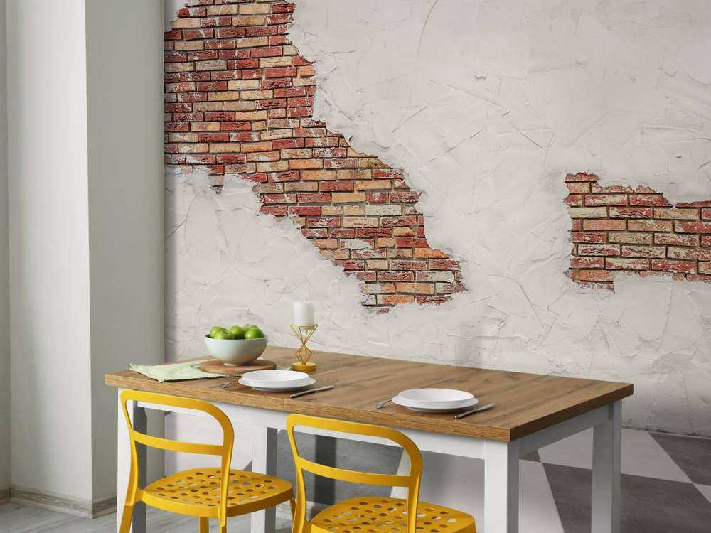 Mur de briques avec stuc