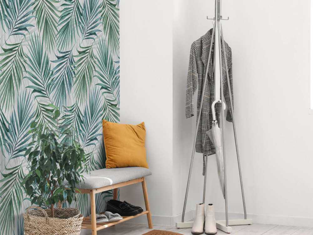 Feuilles de palmier bleues et vertes