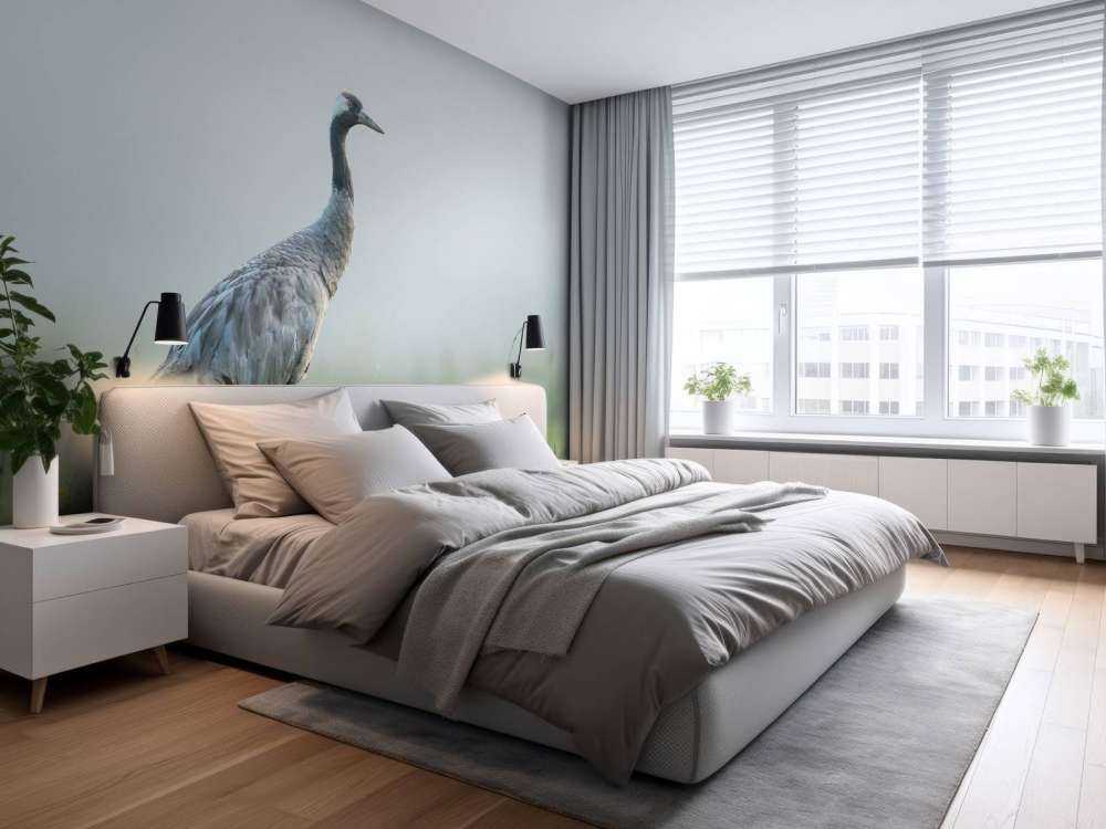 Grue dans la brume du matin