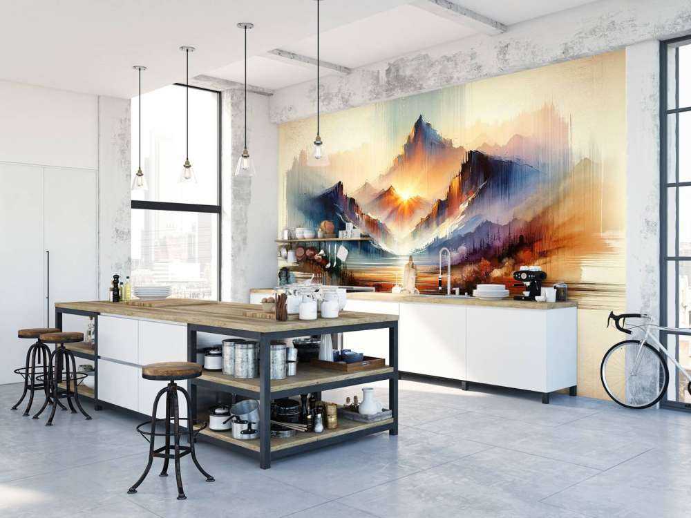 Paysage de montagnes abstraites à l'aquarelle