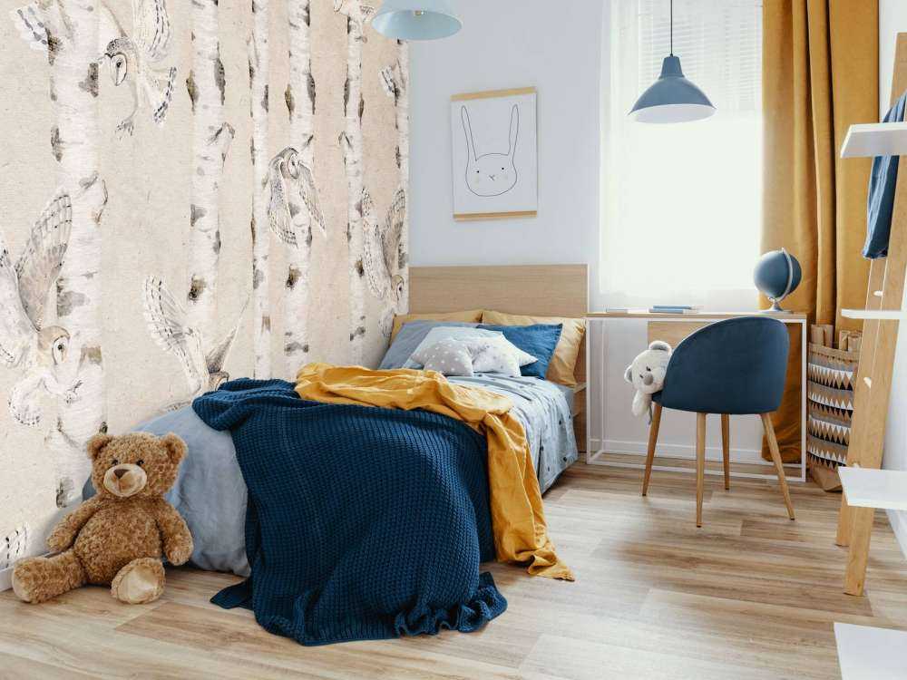 Birch and Owls - Beige - 120