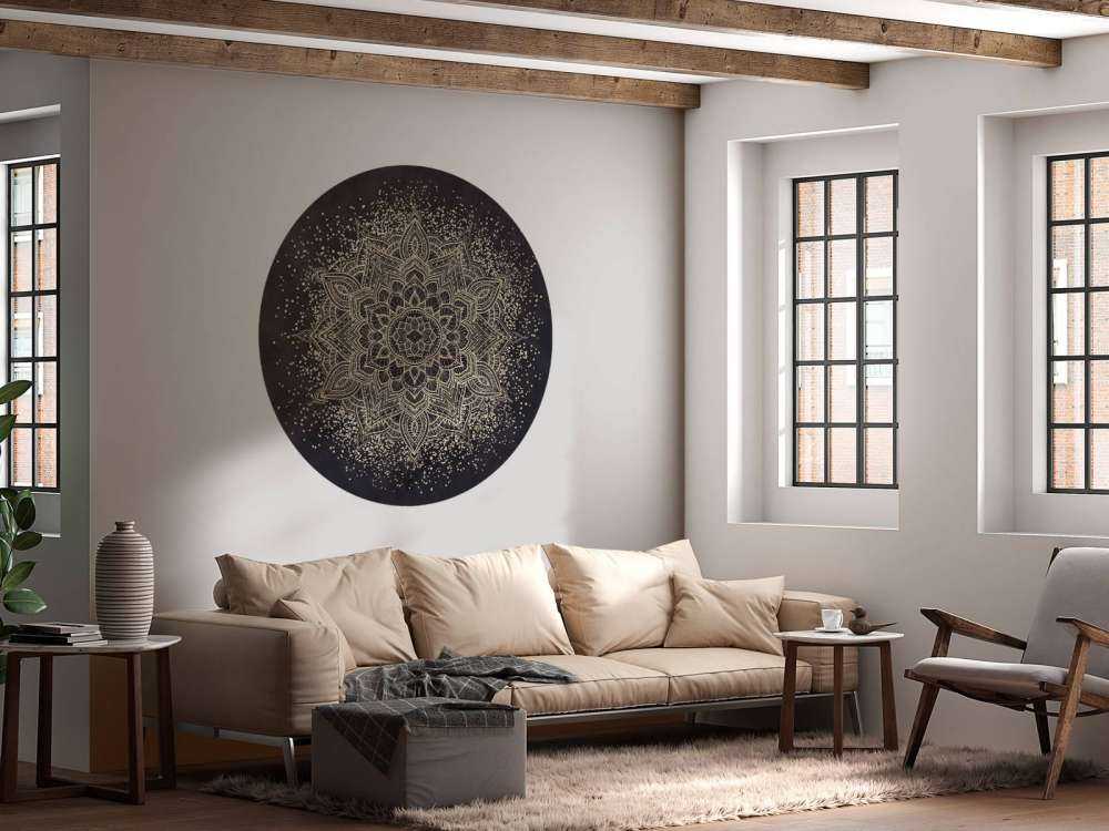 Mandala doré scintillant - marine foncé