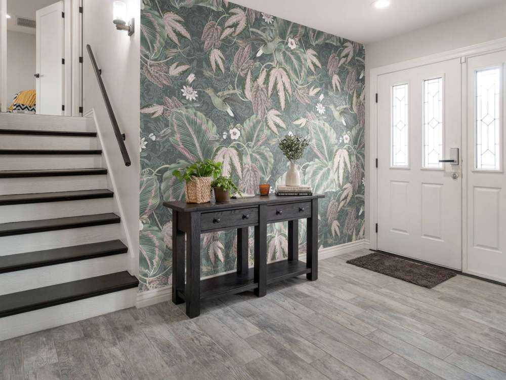 Oiseaux de paradis tropicaux - vert vintage