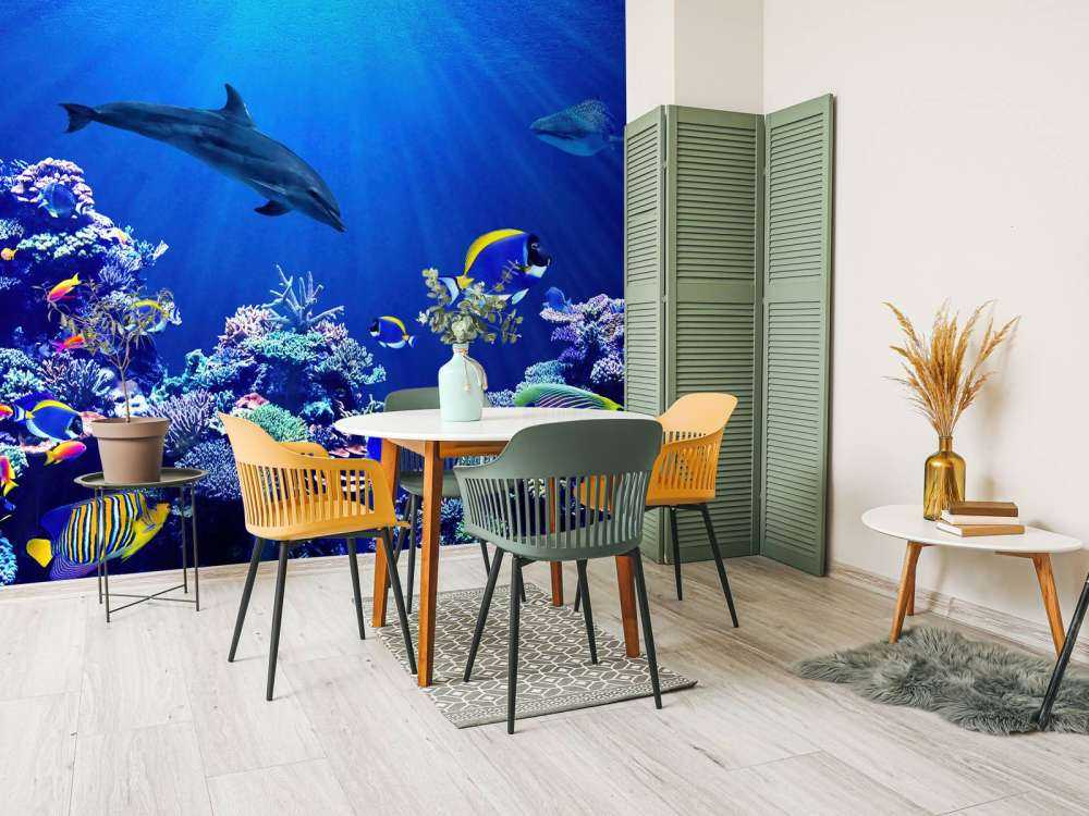 Le monde sous-marin en bleu