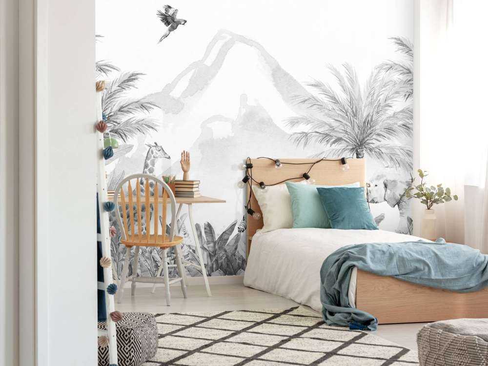 Animaux de la jungle en noir et blanc