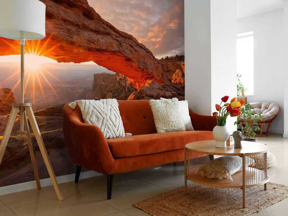 Coucher de soleil sous les rochers