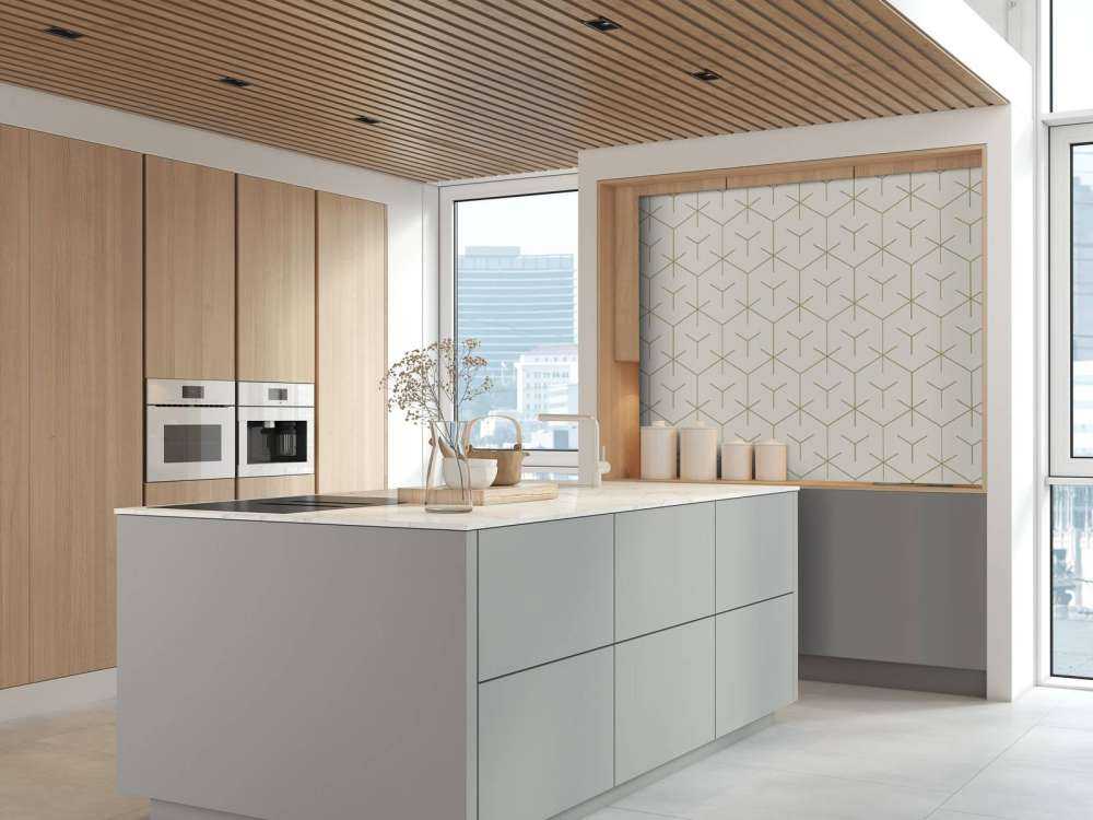 Motif Hexagones géométriques, blanc