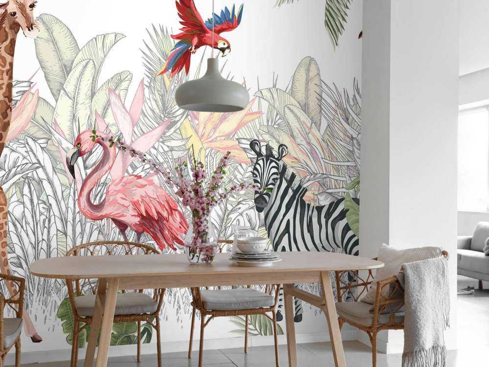 Dessin d'animaux dans la jungle