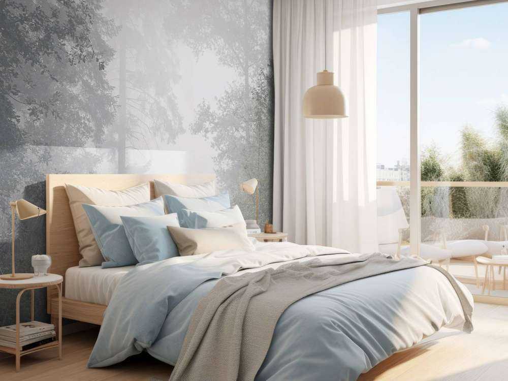 Route à travers la forêt brumeuse