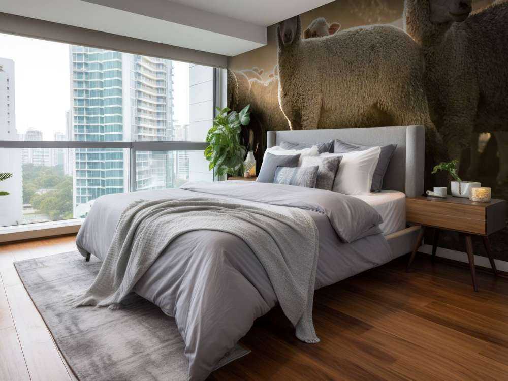 Troupeau de moutons à l'heure dorée