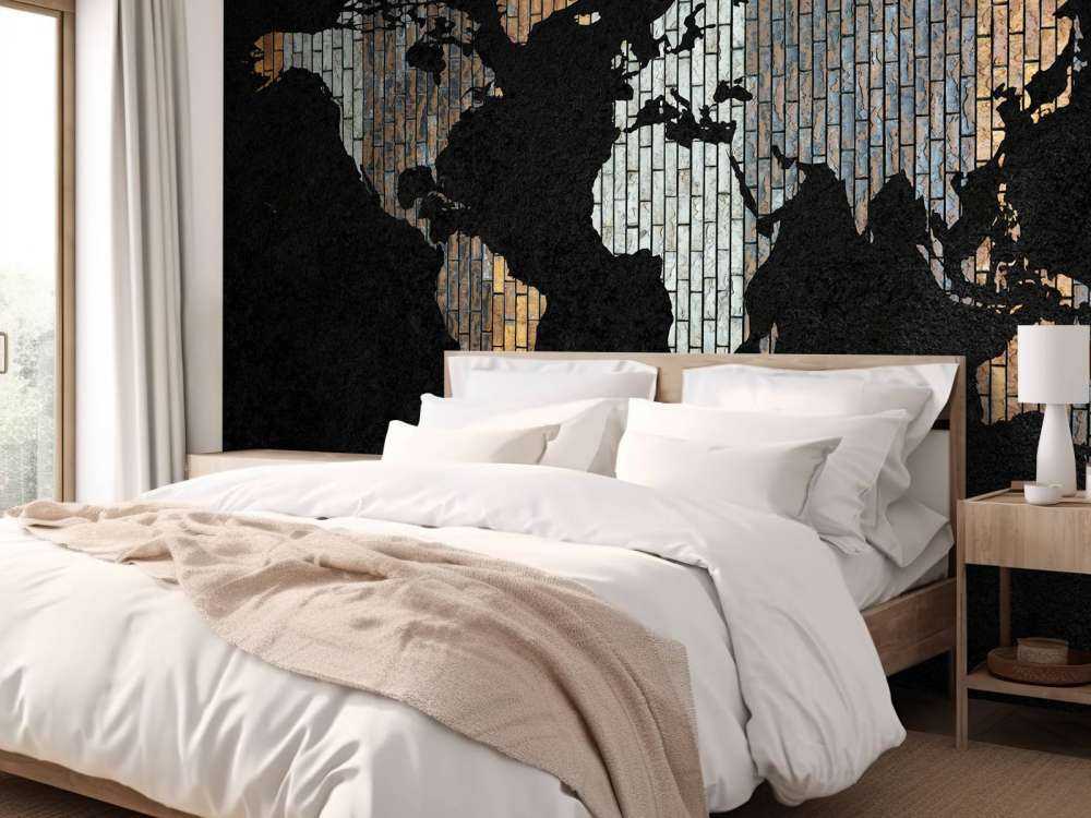 Carte du monde avec briques verticales