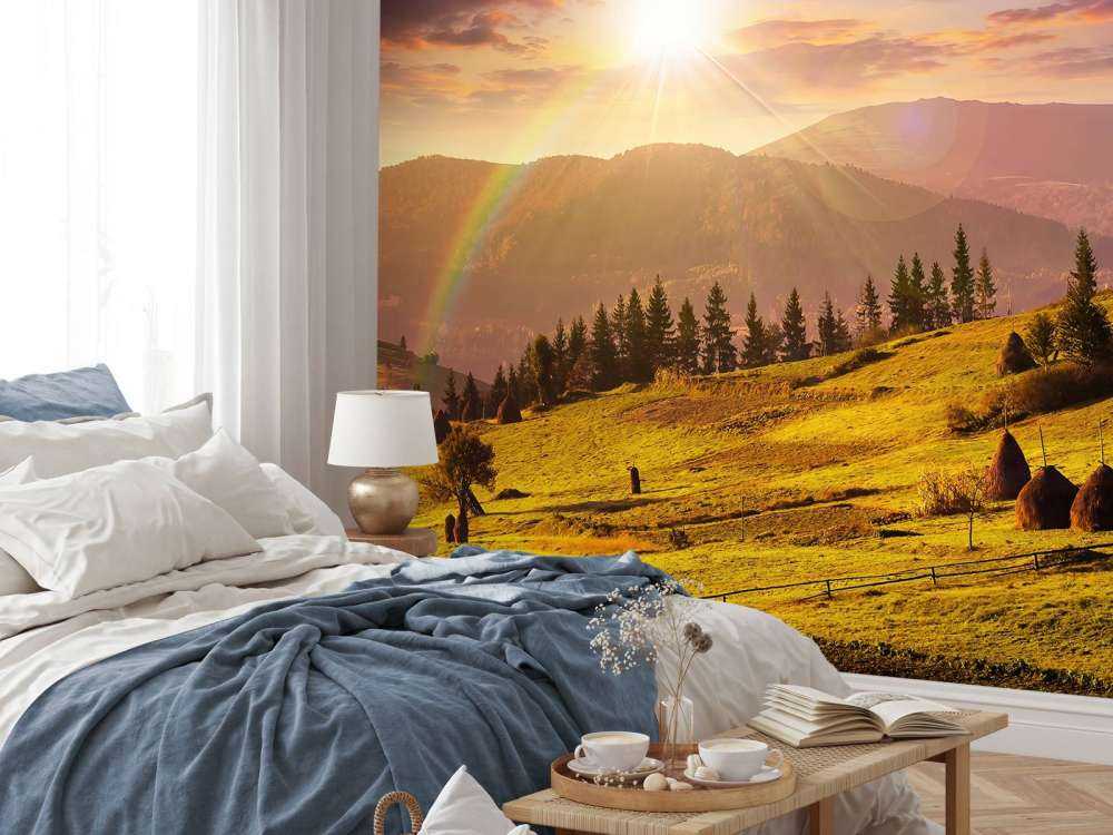 Meules&#x20;de&#x20;foin&#x20;dans&#x20;un&#x20;paysage&#x20;de&#x20;montagne