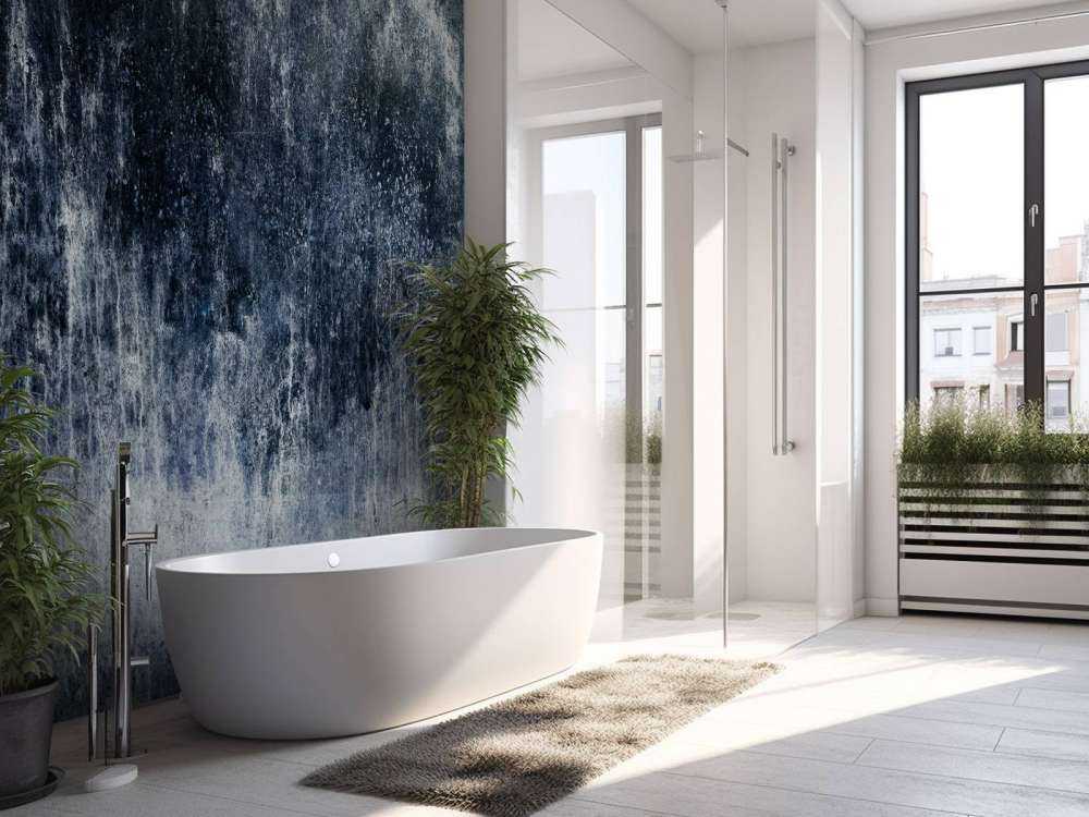 Mur bleu vieilli par les intempéries