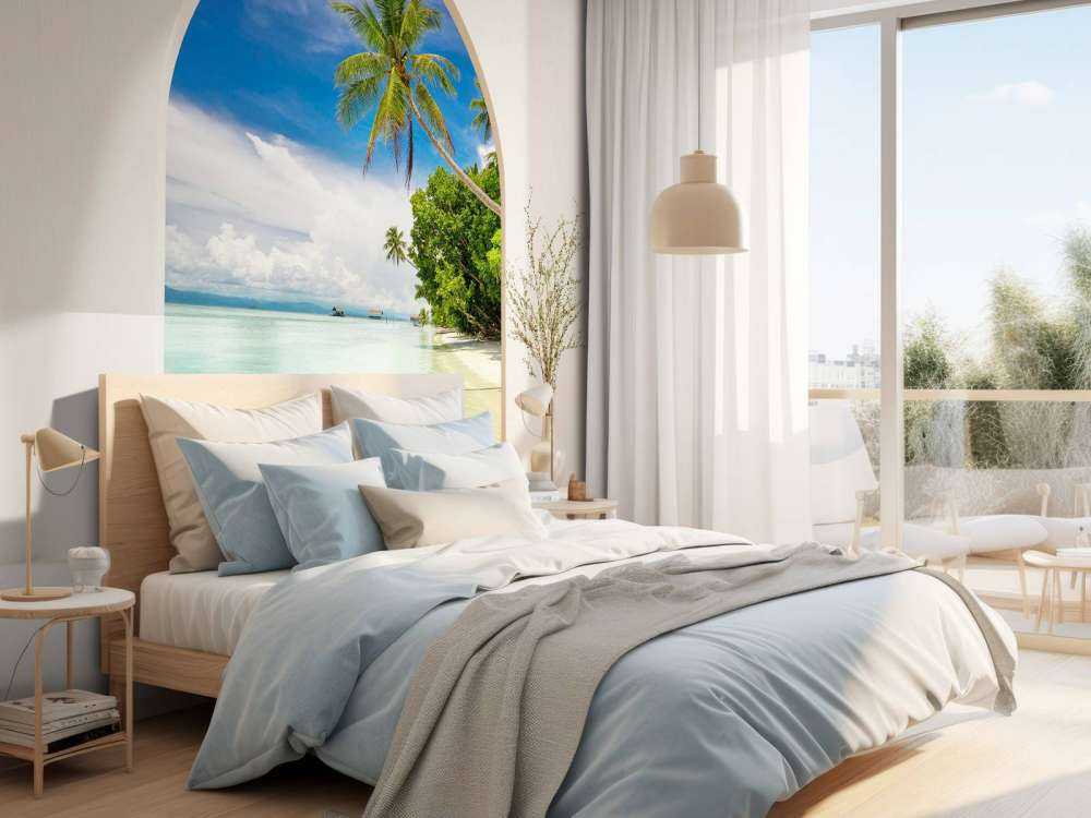 Île tropicale avec des palmiers