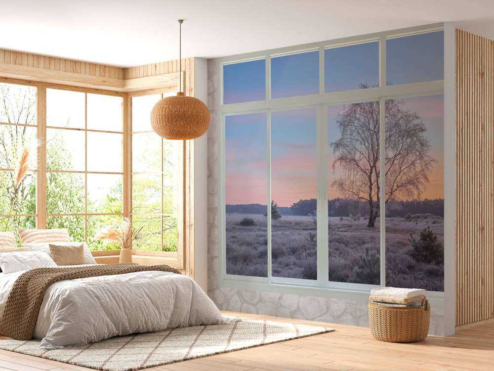 Paysage d'hiver au lever du jour