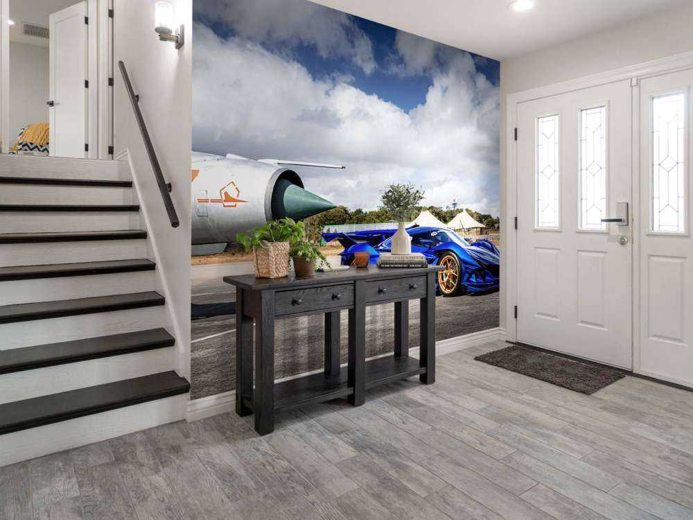 Supercar futuriste à l'aéroport