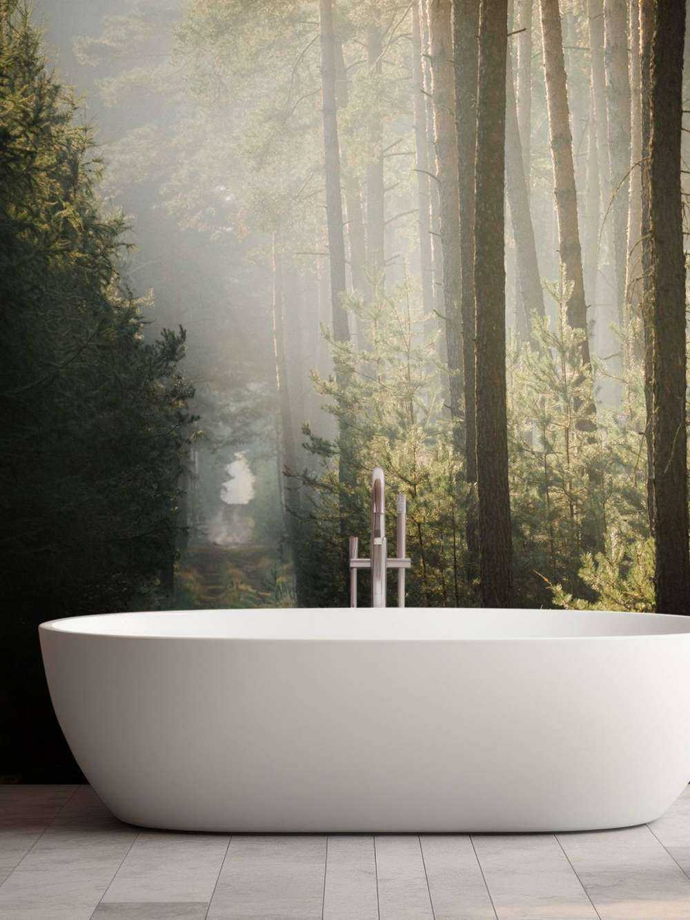 Jeu de lumière dans la forêt de pins