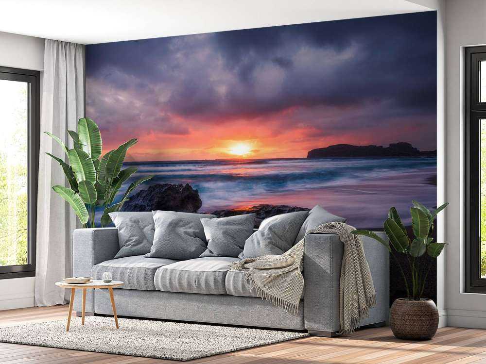 Côte rocheuse au coucher du soleil