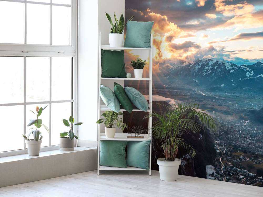 Coucher de soleil sur la vallée alpine