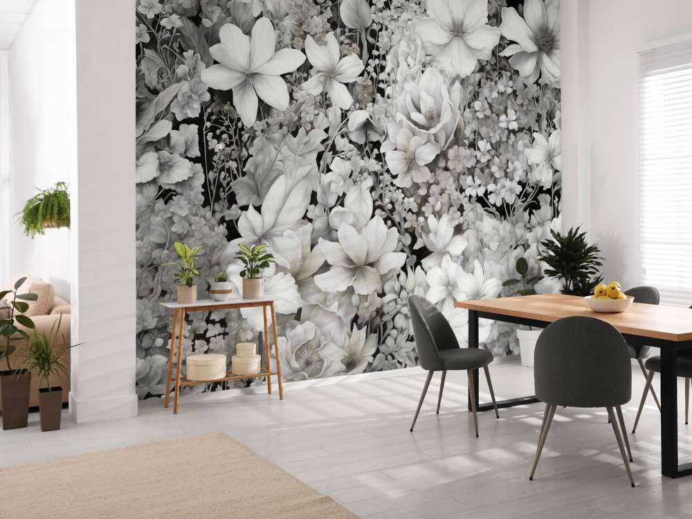 Festival de fleurs sans couture - beige