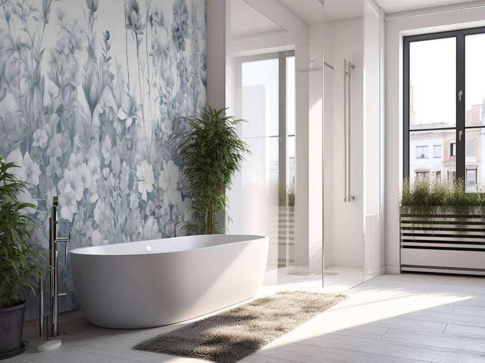 Fleurs de mon âme sans couture - bleu