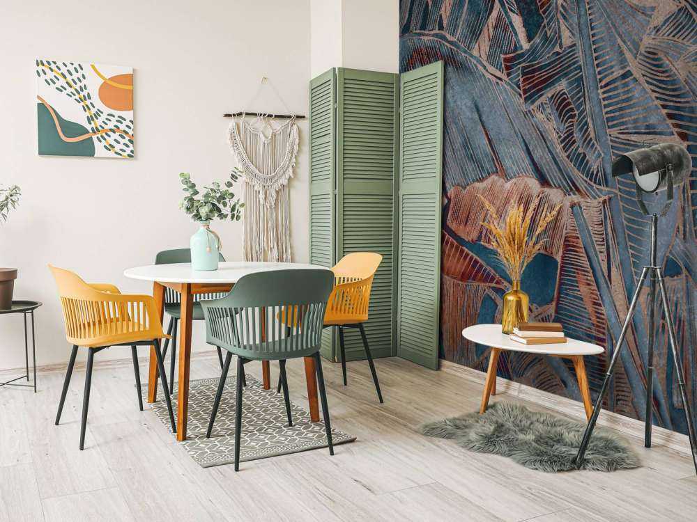 Feuille de bananier en bleu cuivre contraste