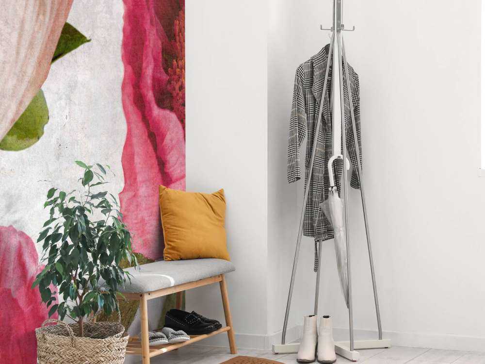 Coquelicots en rose et beige poudré