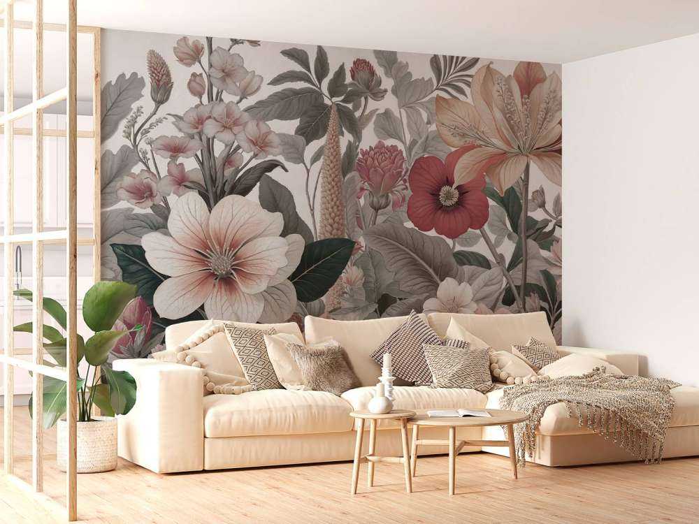 Fleurs artistiques dans des tons terreux doux