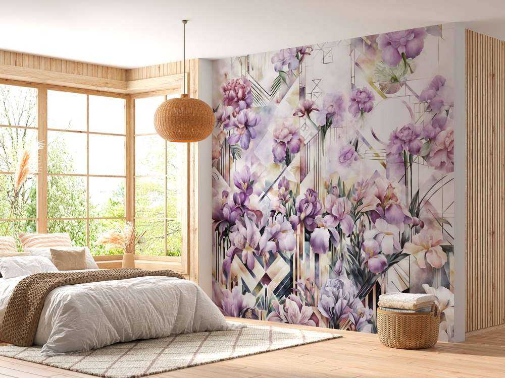 Immenses iris aquarelle violets