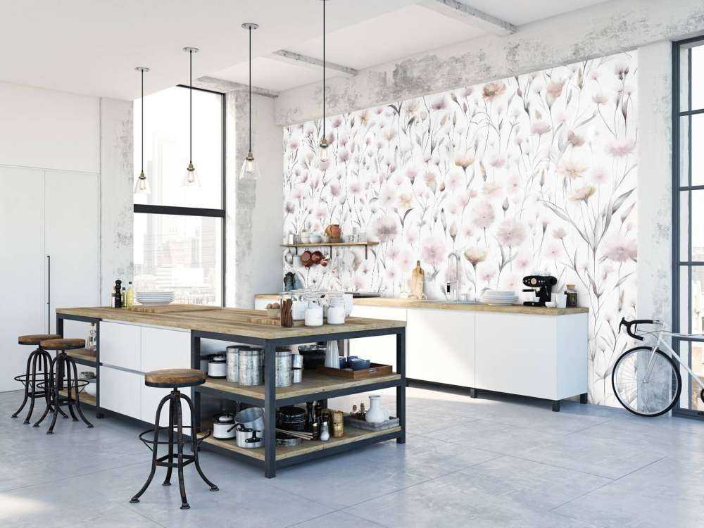 Bleuets et herbes des champs roses