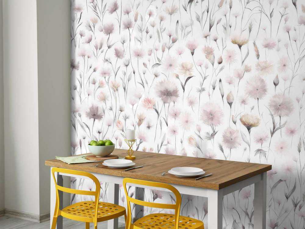 Bleuets et herbes des champs roses