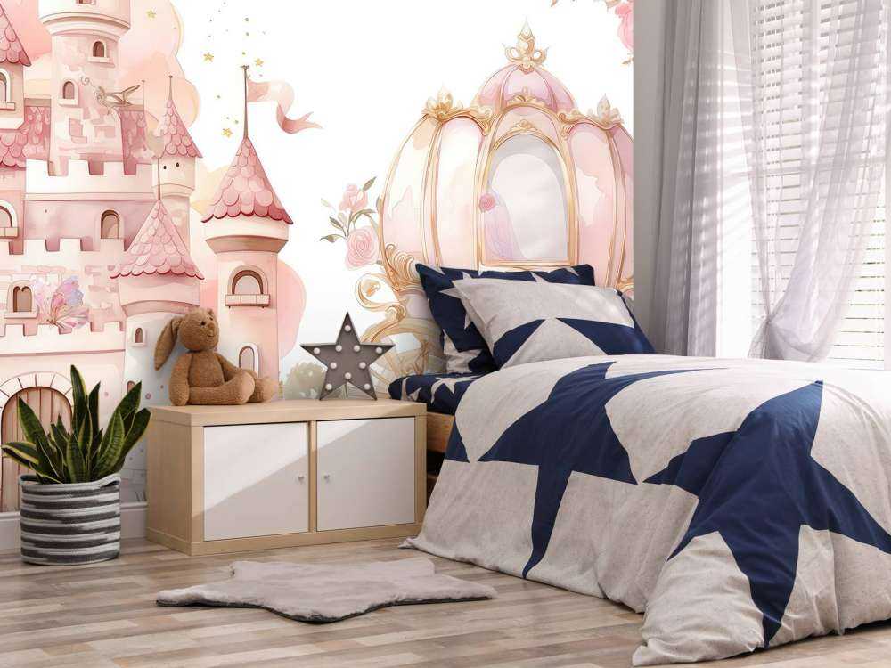 Château de contes de fées et carrosse de roses