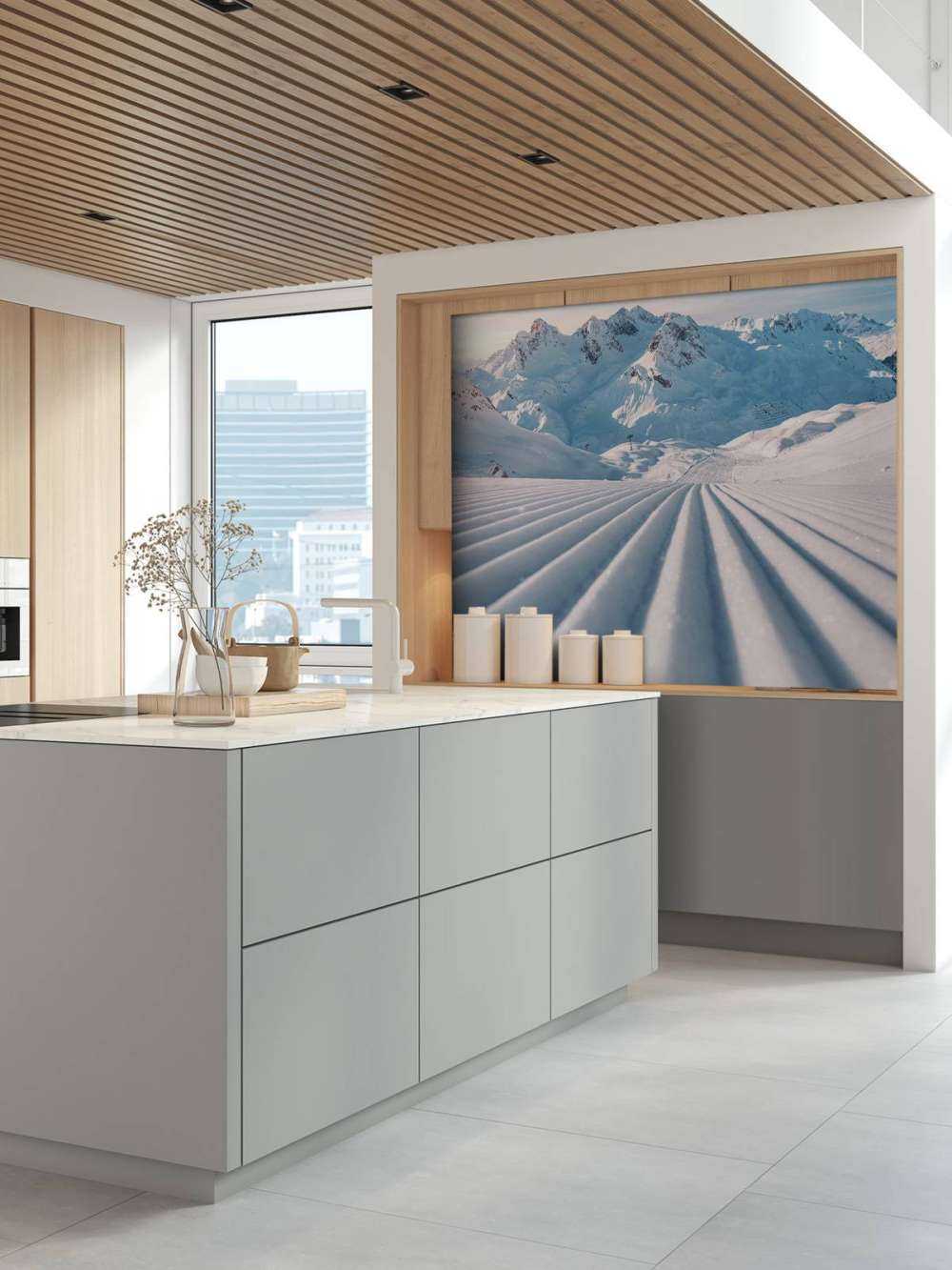 Traces dans la neige de montagne