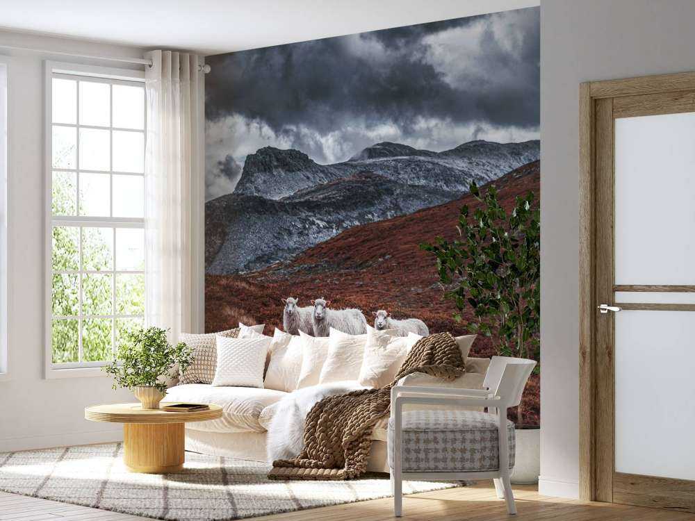 Moutons dans des montagnes rousses