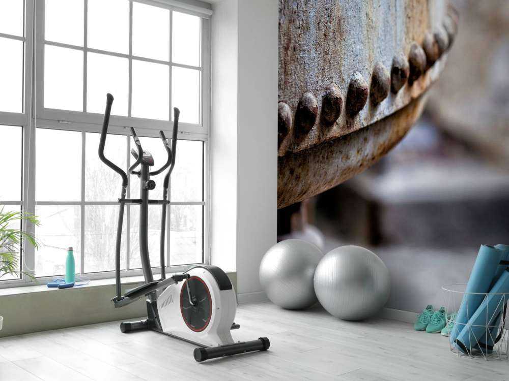 Détail d'une chaudière à vapeur rouillée