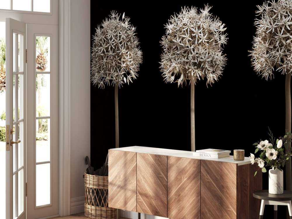 Trois fleurs d'allium en ligne