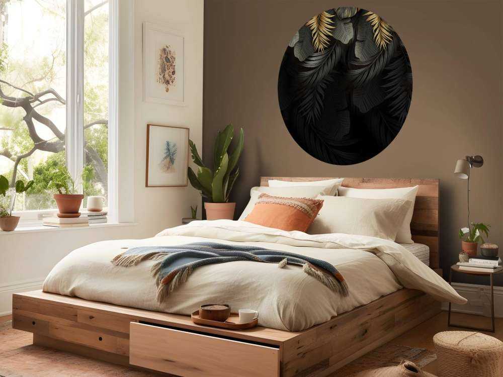 Feuilles sur fond sombre