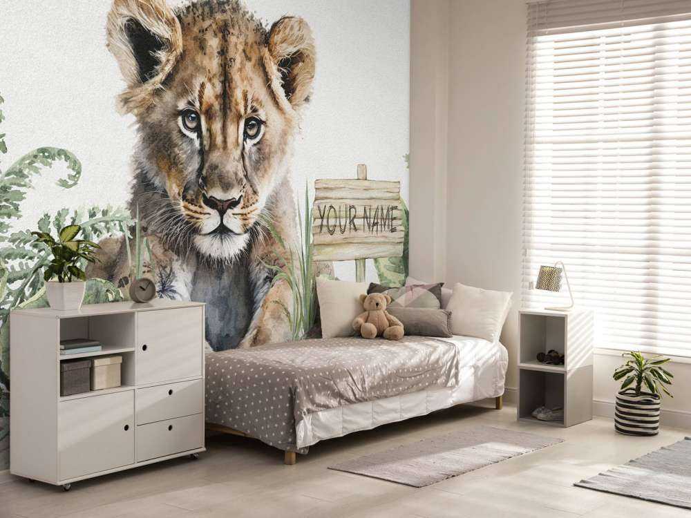 Bébé lion dans la jungle