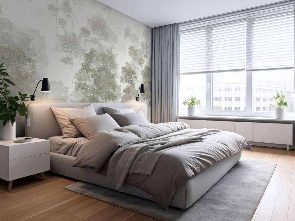 Forêt peinte dans la brume