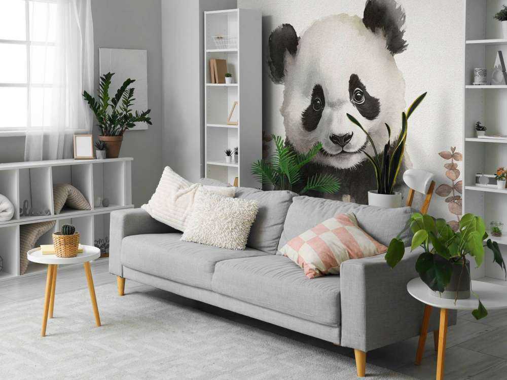 Bébé panda dans la jungle taupe