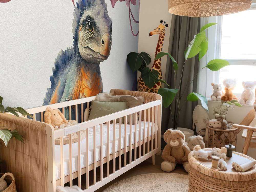 Bébé ankylosaure dans la jungle rose