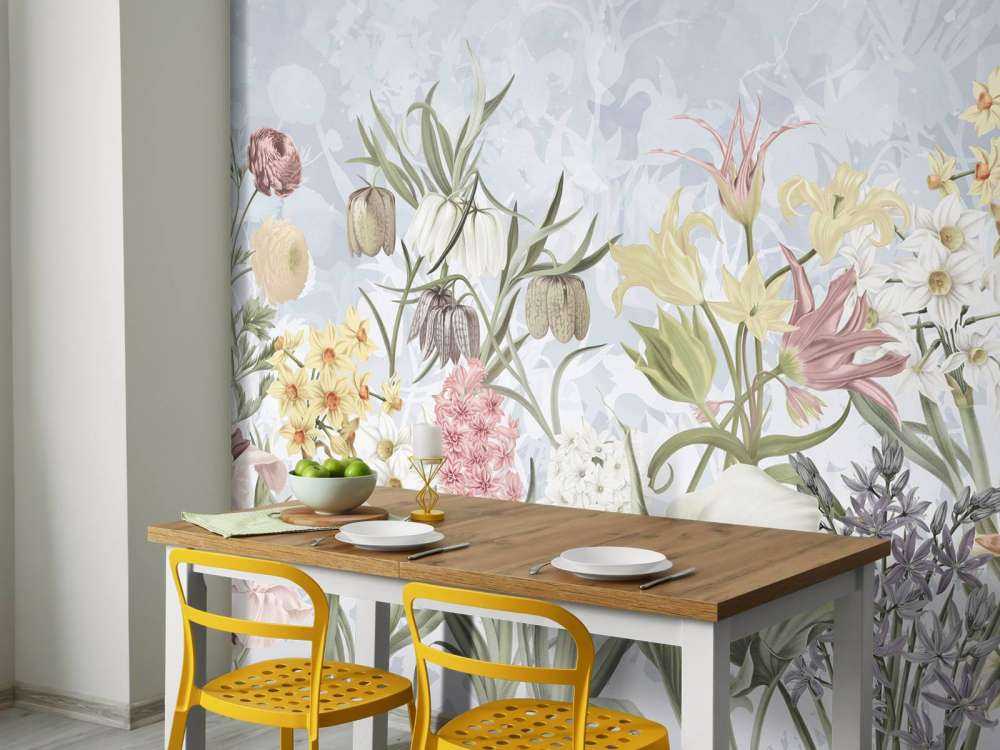 Fleurs de printemps - Bleu ciel doux