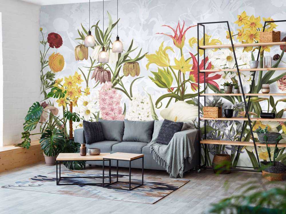 Fleurs de printemps - Ciel bleu nuageux