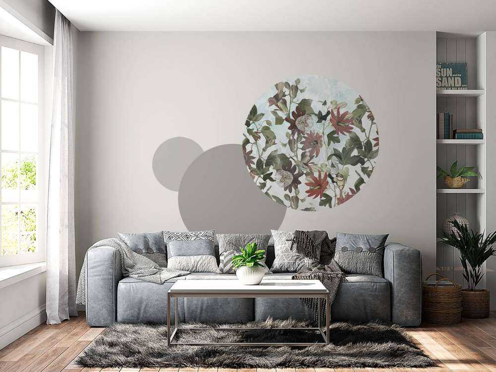 Sept oiseaux dans un feuillage enchanté - Bleu doux