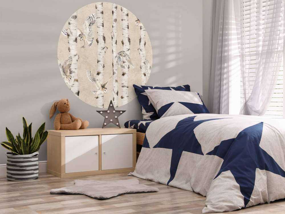 Birch and Owls - Beige - 120