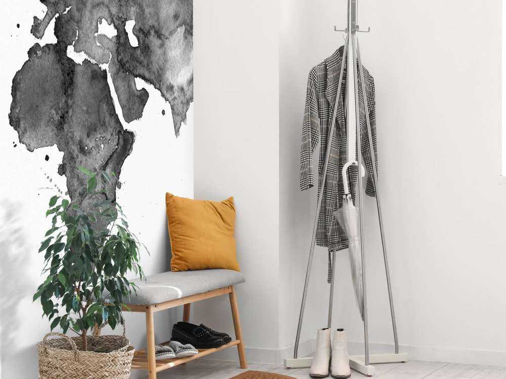 Carte du monde en noir de l'aquarelle